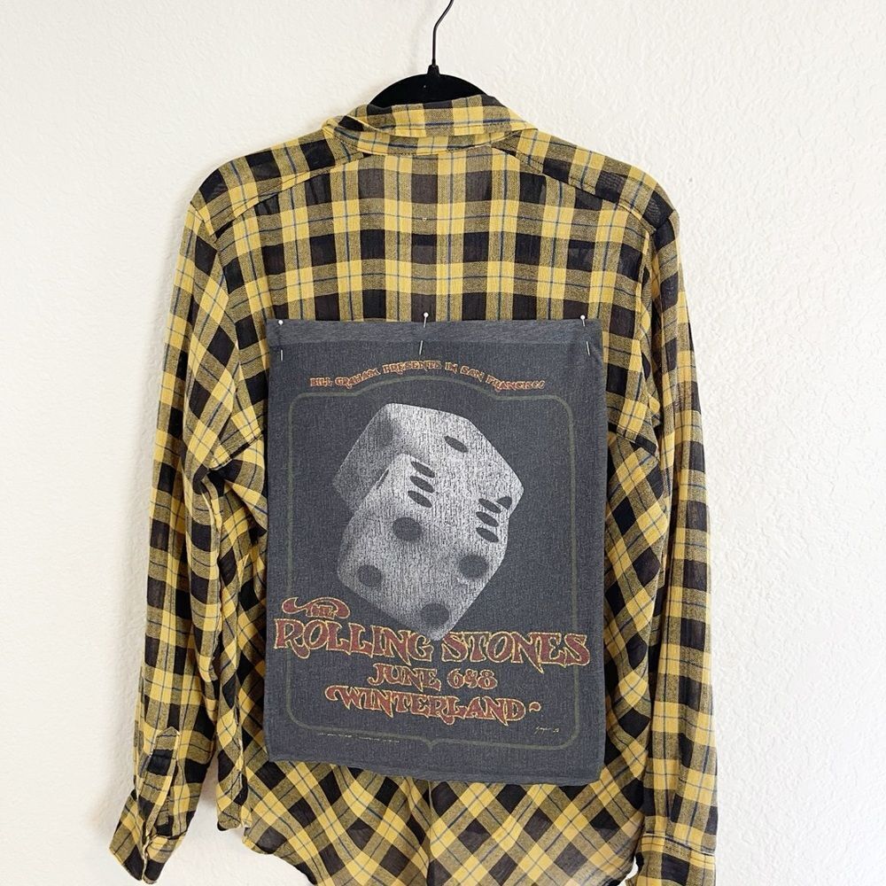 Up cycled flannel long sleeve shirts with your favorite bands! One of a kind!